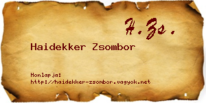 Haidekker Zsombor névjegykártya